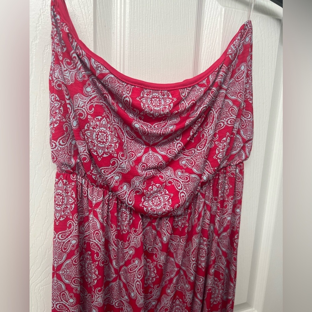 Maternity strapless hot pink maxi dress